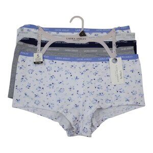 Laura Ashley Womens Cotton Spandex Panties 5-Pack Tag Free Large Floral & Solid